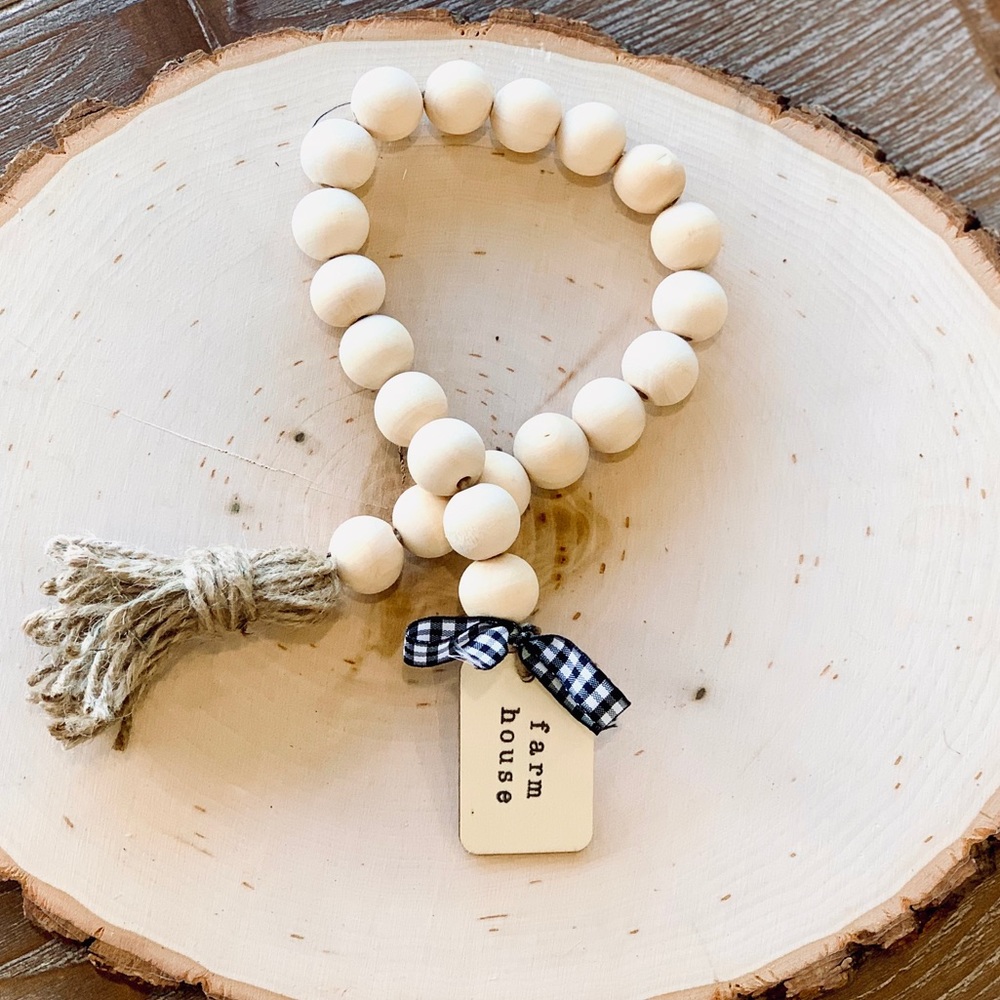 Farmhouse wood bead garland